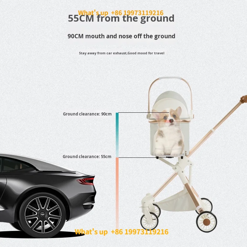 2026 Factory-Direct Lxury Aluminium Dog Trolley Cart Oxford Fabric Pet Stroller Detachable Feature for Small Pet Carriers Trave