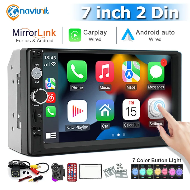 

7 " Universal 2 DIN Car Multimedia Video Bluetooth MP5 Player Android AUTO AM/FM Stereo Mirror Link USB plug-in Music Radio