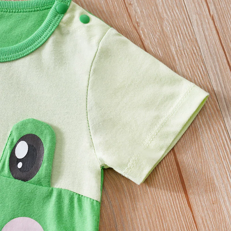 Newborn Clothes Cute Cartoon Frog Print Cotton Comfortable And Soft Boys And Girls 0-18 Summer Short Sleeved Baby Jumpsuit