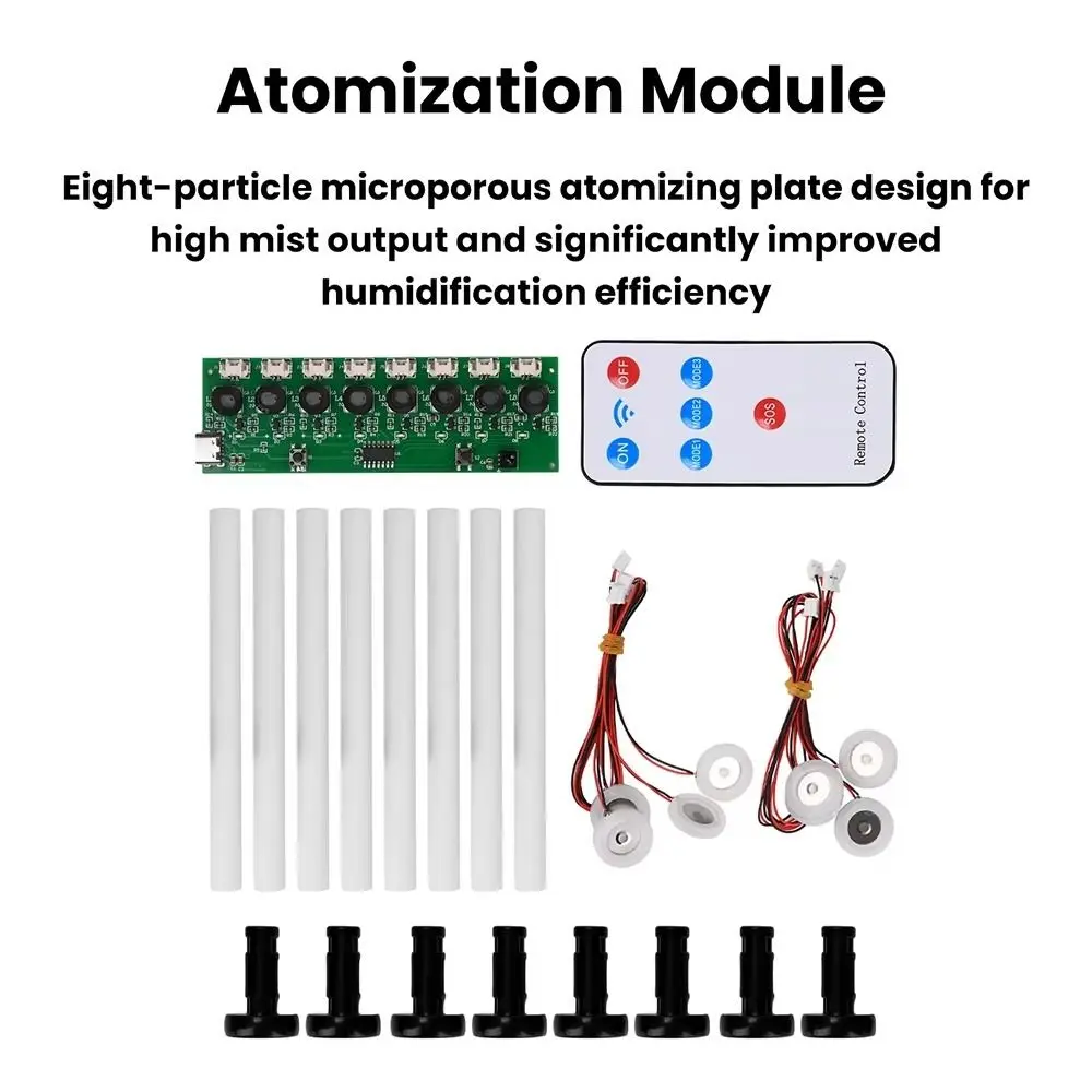 1Set DC 5V Ultrasonic Atomizer Module 8-Nozzle Design 12W Mist Maker Driver Board Type-C Interface Ultrasonic Atomization