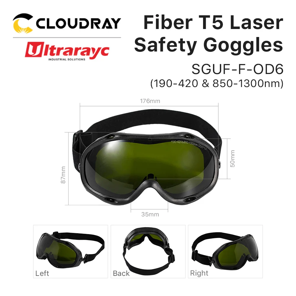 Óculos de segurança para laser de fibra ultrarayc 1064nm od6 + ce, proteção para máquina a laser de fibra 190-420nm e 850-1300nm