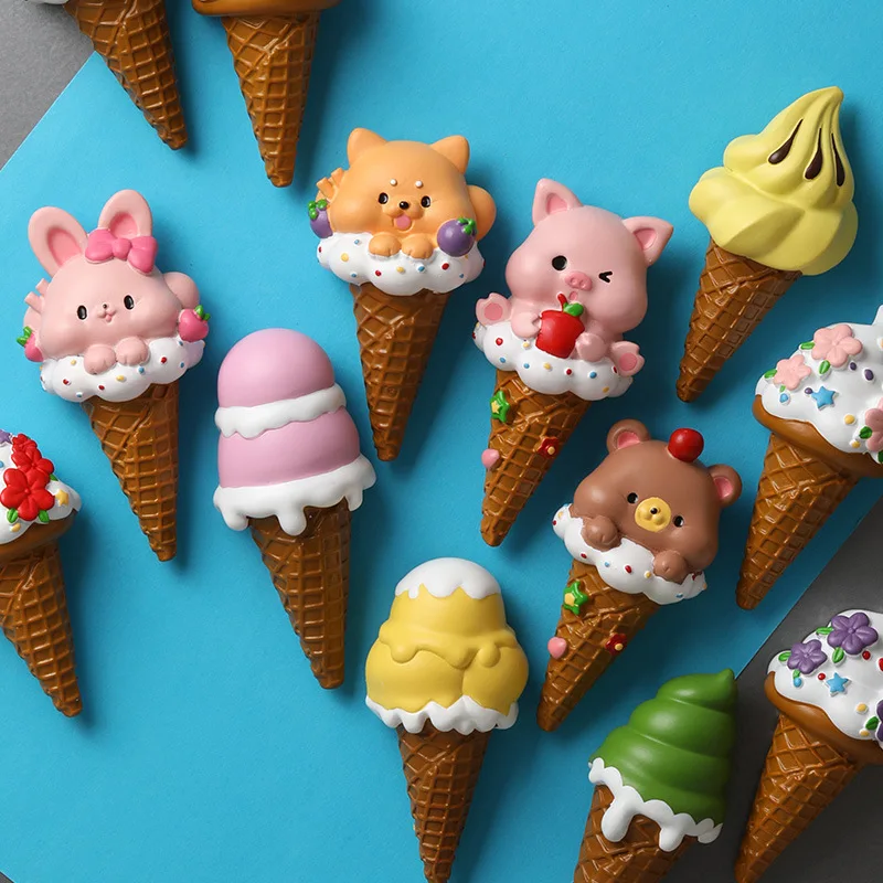 

Cute Refrigerator with Magnetic Suction Stickers Refrigerator Decoration Cartoon Ins Ice Cream Animal Teddy Bear