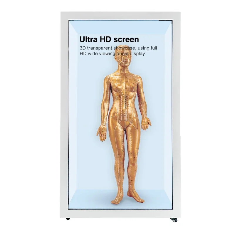 FOR 32-98 inch 3D Holographic Showcase Transparent LCD Display Box Human Touch Screen Holobox Display Cabinet kiosk