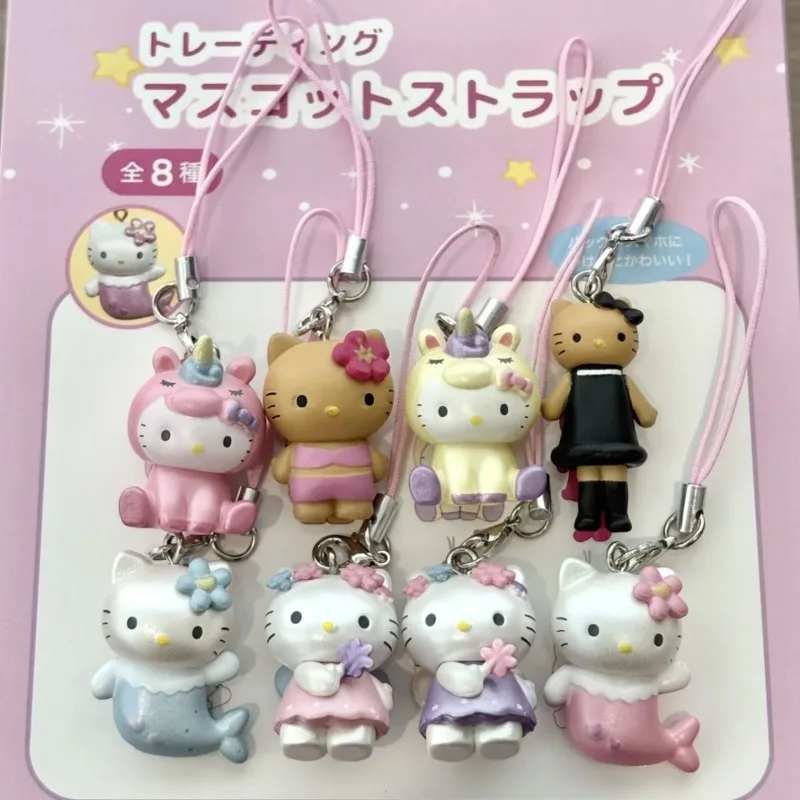 

Anime Sanrio Hello Kitty Black Skinned Long Legs Unicorn Mermaid Kt Cat Blind Box Toys Keychain Collection Pendant Kids Gifts