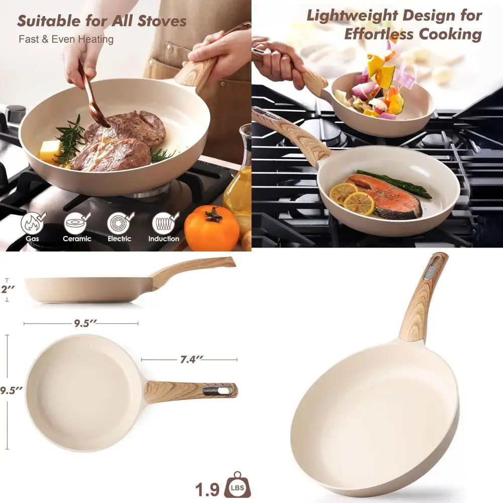 

9.5 Non-Stick Omelette Pan, Induction Ready, PTFE/PFOA-Free, Taupe Kitchenware