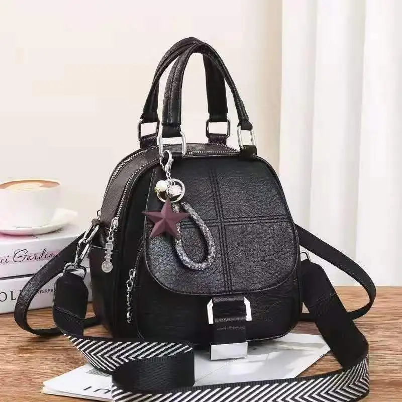 

Casual Large Capacity Soft Leather Backpack Women's Multi-Functional Handbag Single Shoulder Bag Double Shoulder Bag Trendy R...