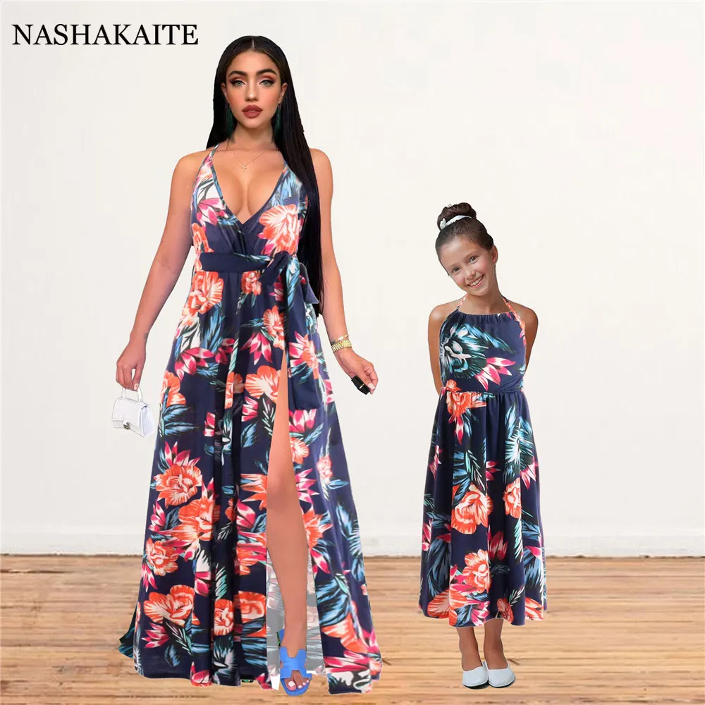 

Summer Mom And Daughter Dress Family Look Idyllic Holiday floral print dress Mother And Daughter Clothes matching family outfits