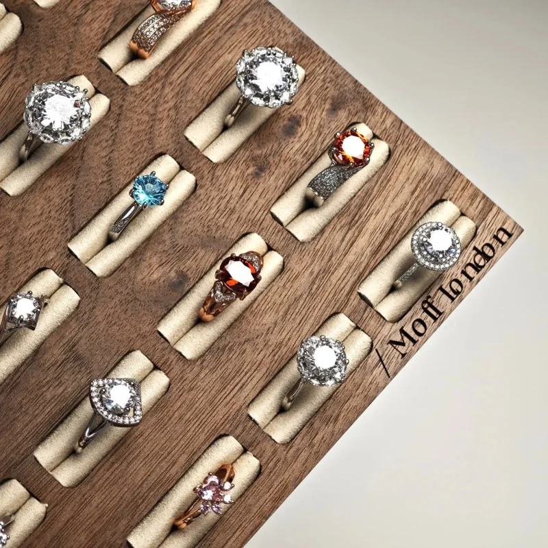 

Rings Display Stand Large Capacity Wood Decorative 20 Slots Jewelry Tray Holder for Rings Earrings Studs Personal Dresser