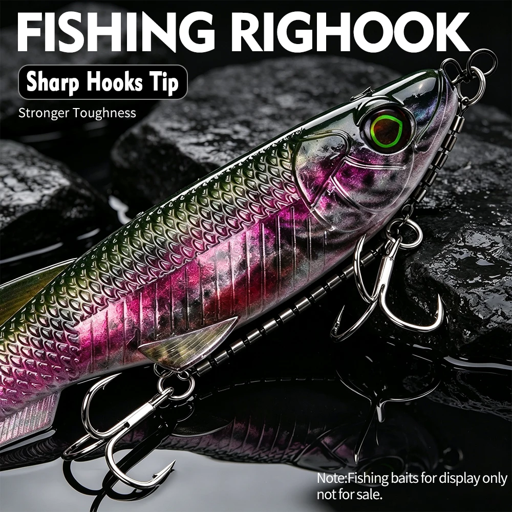 PROBEROS 2Set/Box Fishing Stinger Rig Pre-tied Treble Hook Rig Corkscrew Screw Pin Soft Lure Swimbait Pike Bass Fishing Tackle