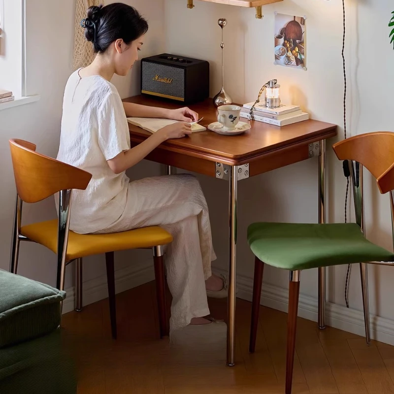 

Simple Legs Dining Table Wooden Design Waterproof Vintage Dining Table Modern Kitchen Mesa Plegables Home Furnitures