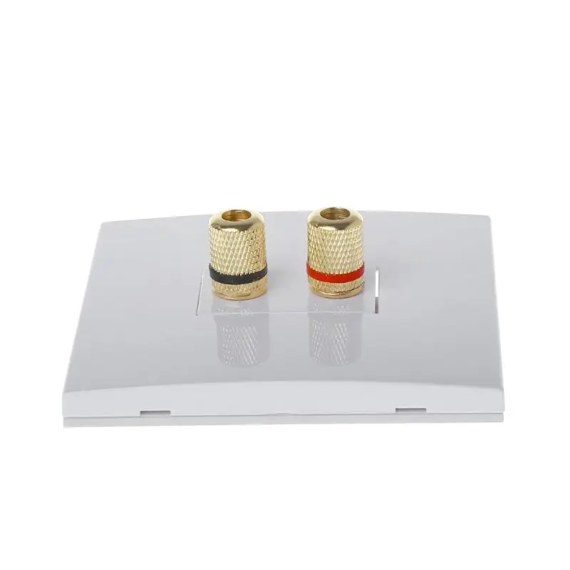 Wall Socket Banana  2 Binding Post Left Right Channels Speaker Connector Durable  Panel Terminals White 86x87mm