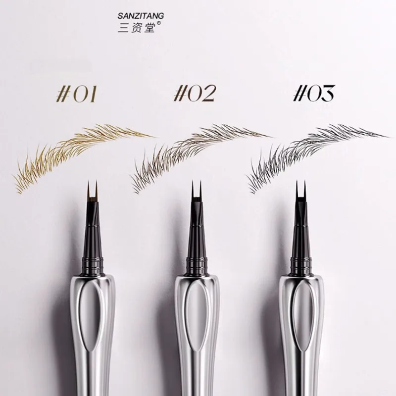 Sanzitang 2 Forks Liquid Eyebrow Pen Lower Eyelash Eyeliner Aegyo-sal Hair Line Pencil Waterproof Natural Wild Brows Eyes Beauty