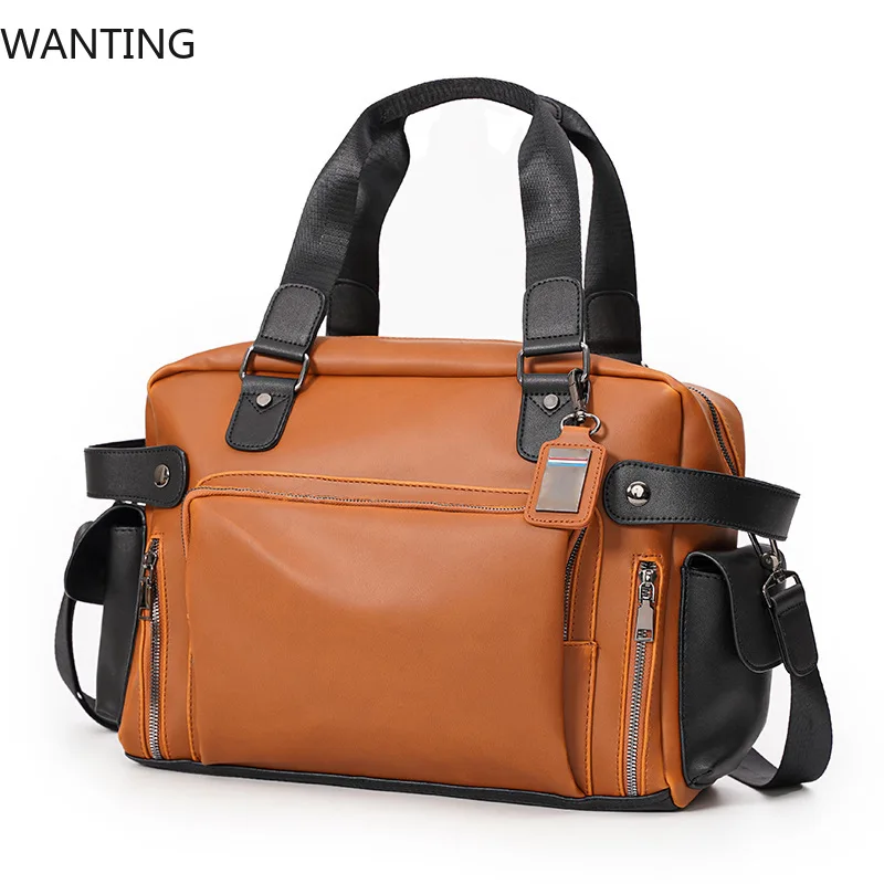 الرجعية حقيبة يد الموضة الرجال حقائب بيد عالية الجودة بولي Leather الجلود الكتف حقيبة ساعي الرجال وثيقة حقيبة حاسوب حقائب السفر