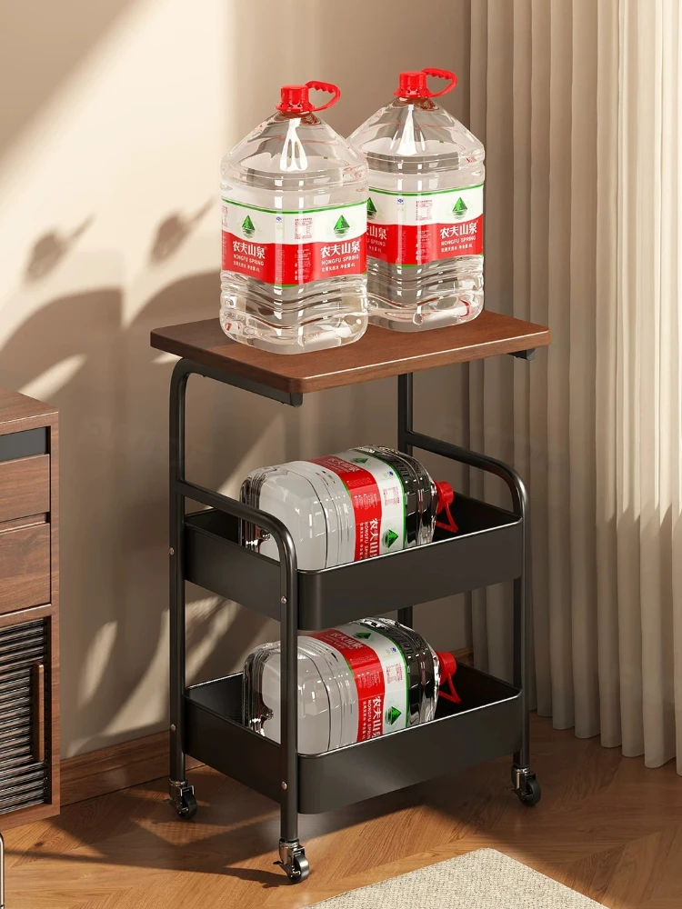 3-Tier Rolling Cart with Tabletop Metal Tool and Snack Rack with Storage Durable Carbon Steel Frame for Easy Mobility Table