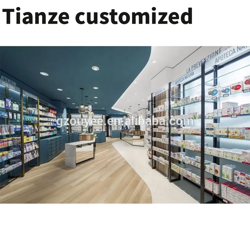 Customized-Wall Mounted Retail Medical Store Furniture Display Rack Pharmacy Shelving Design