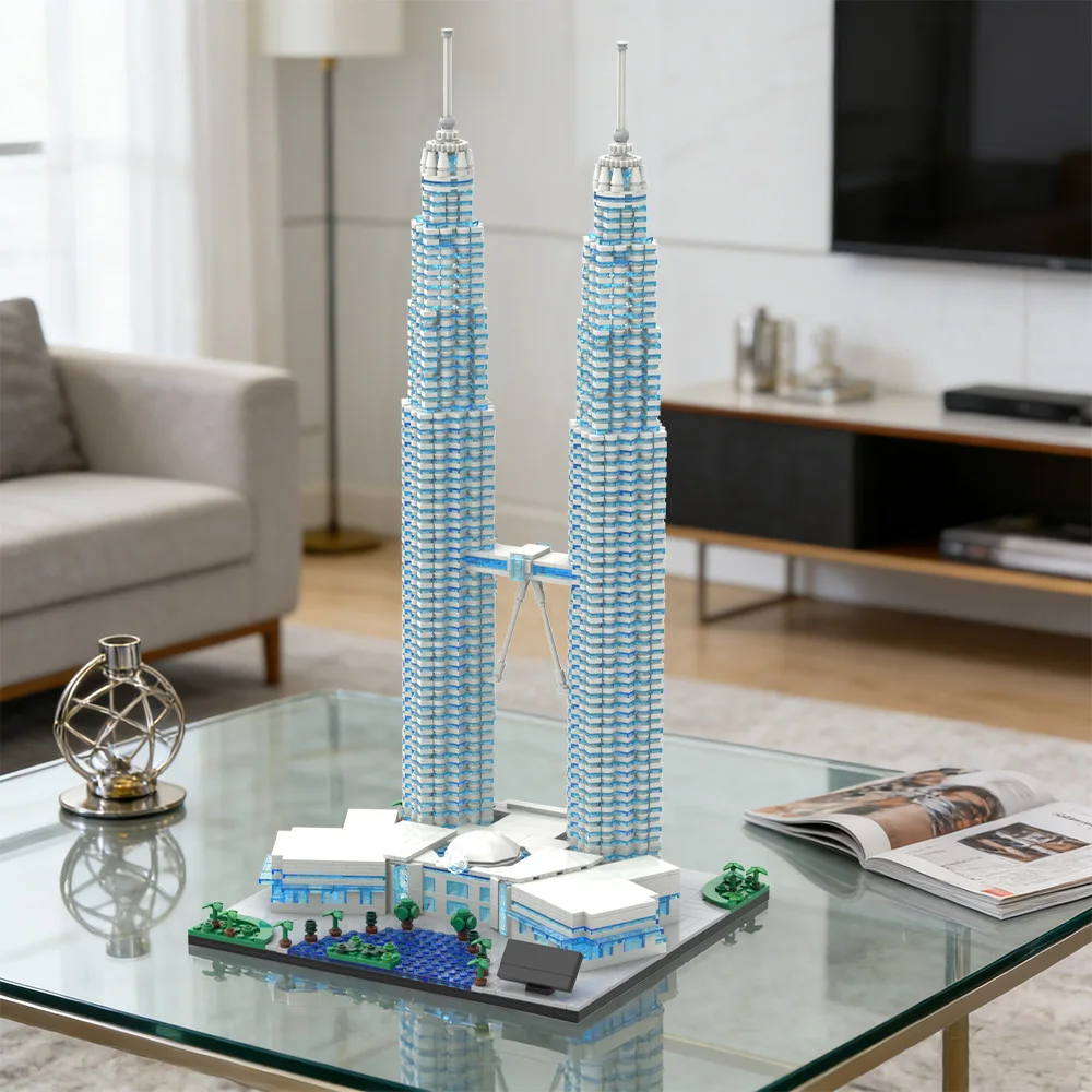 MOC Petronas Towers Building Blocks Set Kuala Lumpur Twin Skyscrapers Islamic Geometric Architecture Design Toy for Adults