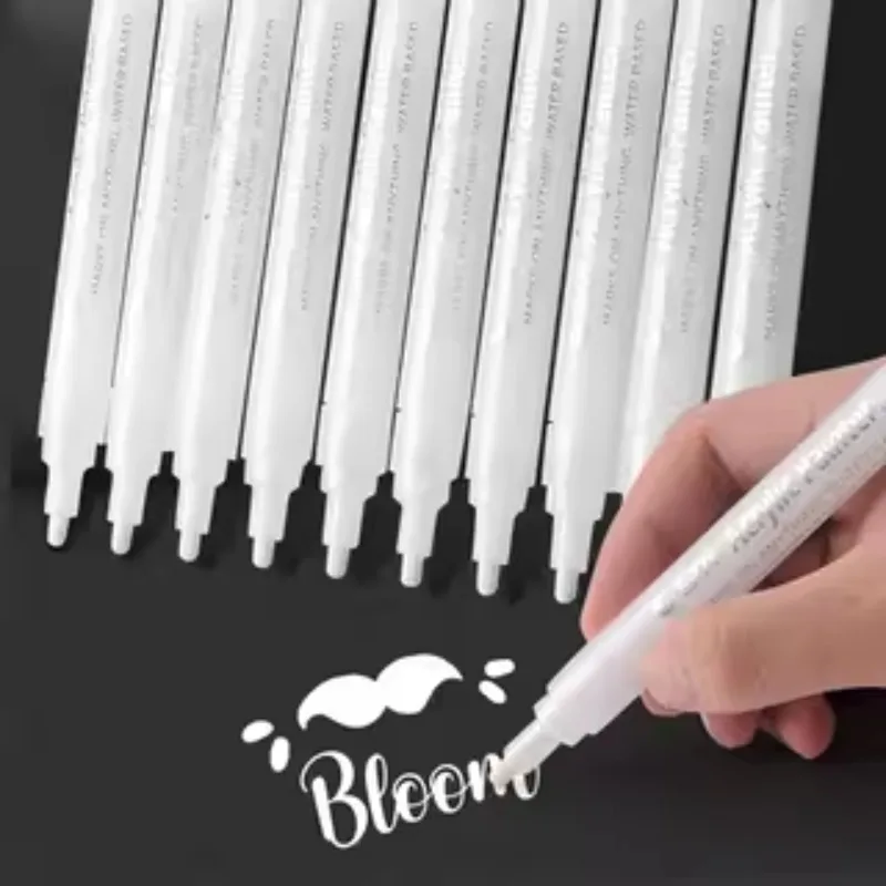 Acrylic marker pen, white single hand drawn, waterproof, non fading, non transparent, high gloss pen for painting
