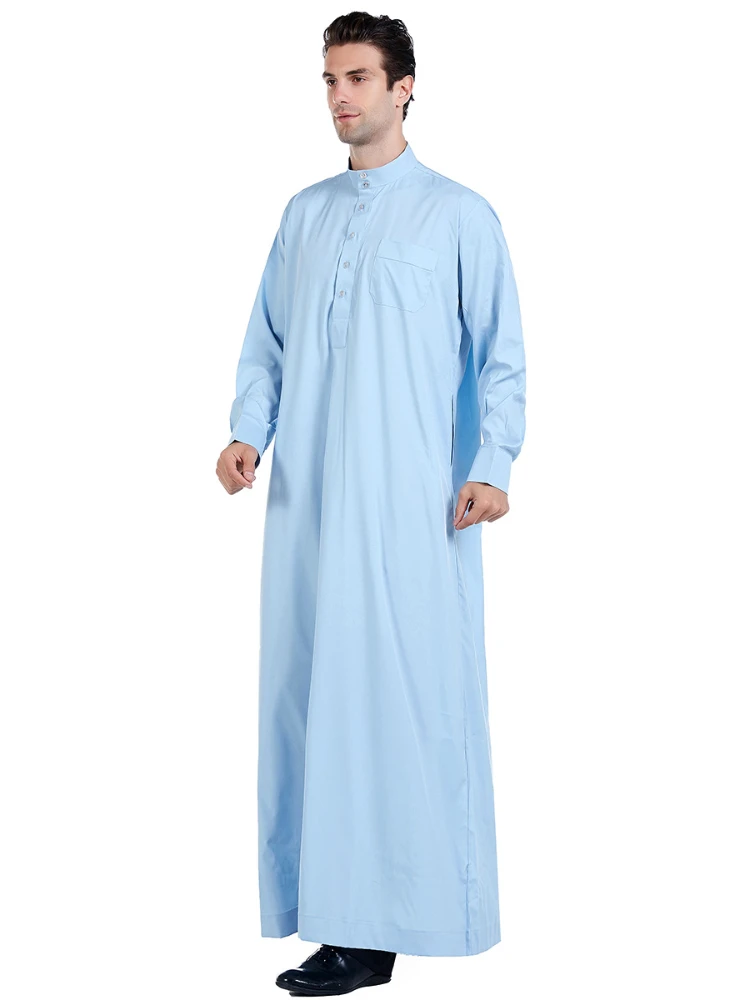 Homens muçulmanos jubba thobe roupas islâmicas ramadan masculino abaya vestido longo robe saudita wear musulman caftan jubah dubai árabe vestir