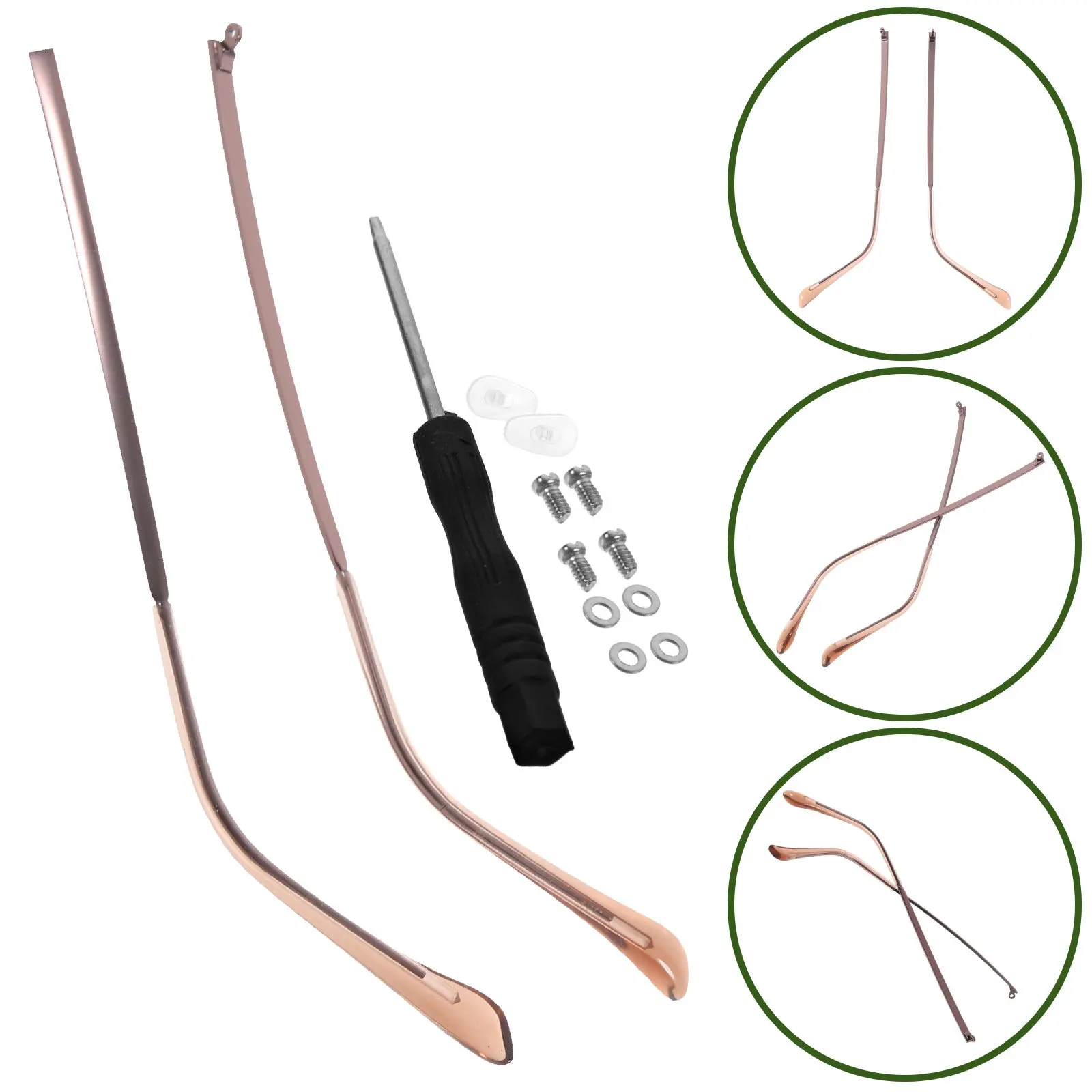 

1Pair Metal Glasses Arm Replacement Temple for Eyeglasses Sunglasses Repair Kit Comfortable Pressure-Free Wear Non-Slip Secure