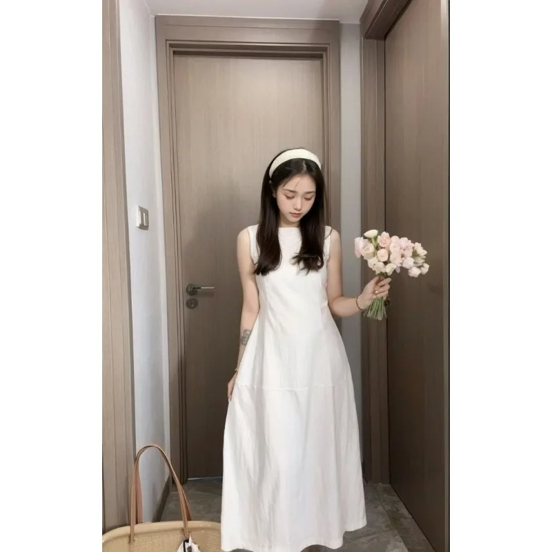 2025年新作 夏 ウエストAライン ロングワンピース レディース 韓国ファッション 花柄 ノースリーブ ベストワンピース