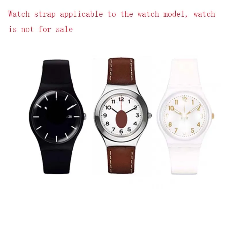 17mm 19mm men leather watch strap accessory compatible for Swatch YCS YAS YGS GW164 SUOW701 SUOB704 women steel buckle Wristband