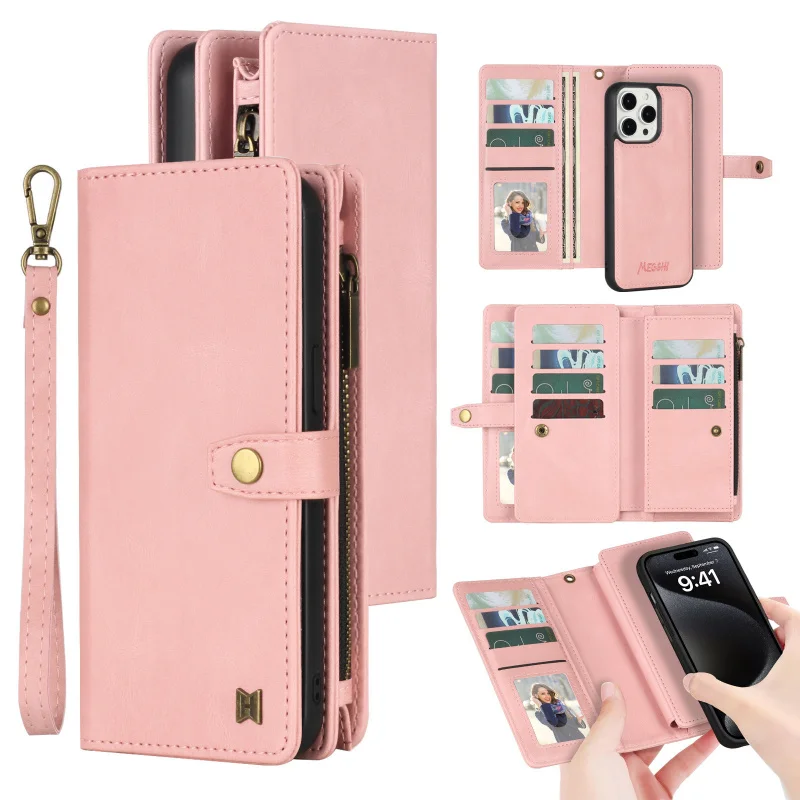 

ApplicableiPhone16Phone Case Protective SleeveiPhone15Multifunctional Leather WalletIP16Magnetic Shell