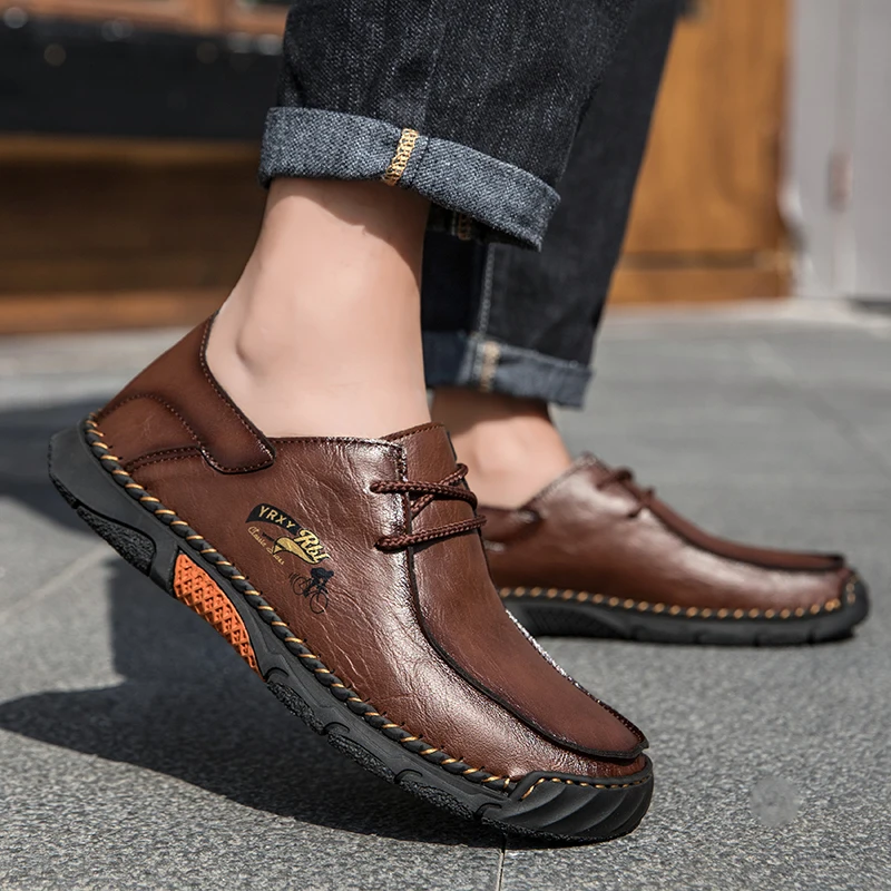 

Handmade Stitching Fashion Brand Men's Comfortable Soft Soled Casual Shoes Spring Men's Outdoor Anti Slip Mountaineering Shoes