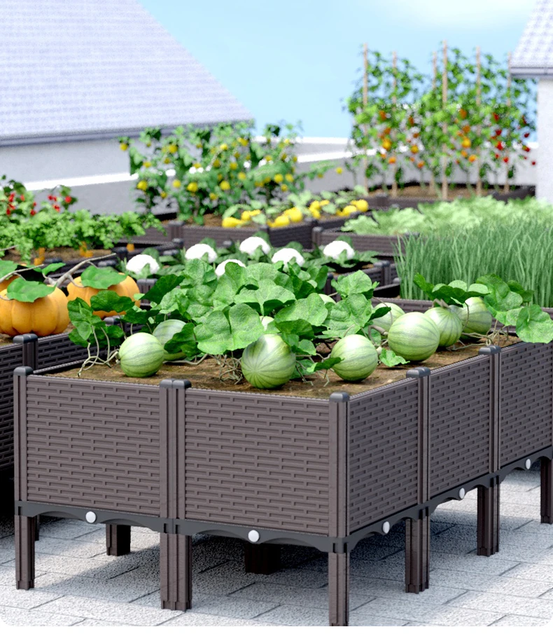 Flower box planting box, outdoor courtyard vegetable planting special pot, large balcony vegetable pot, rectangular large