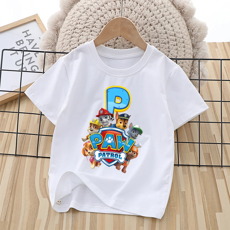 

Детская Хлопковая футболка с принтом «Щенячий патруль», 26 букв