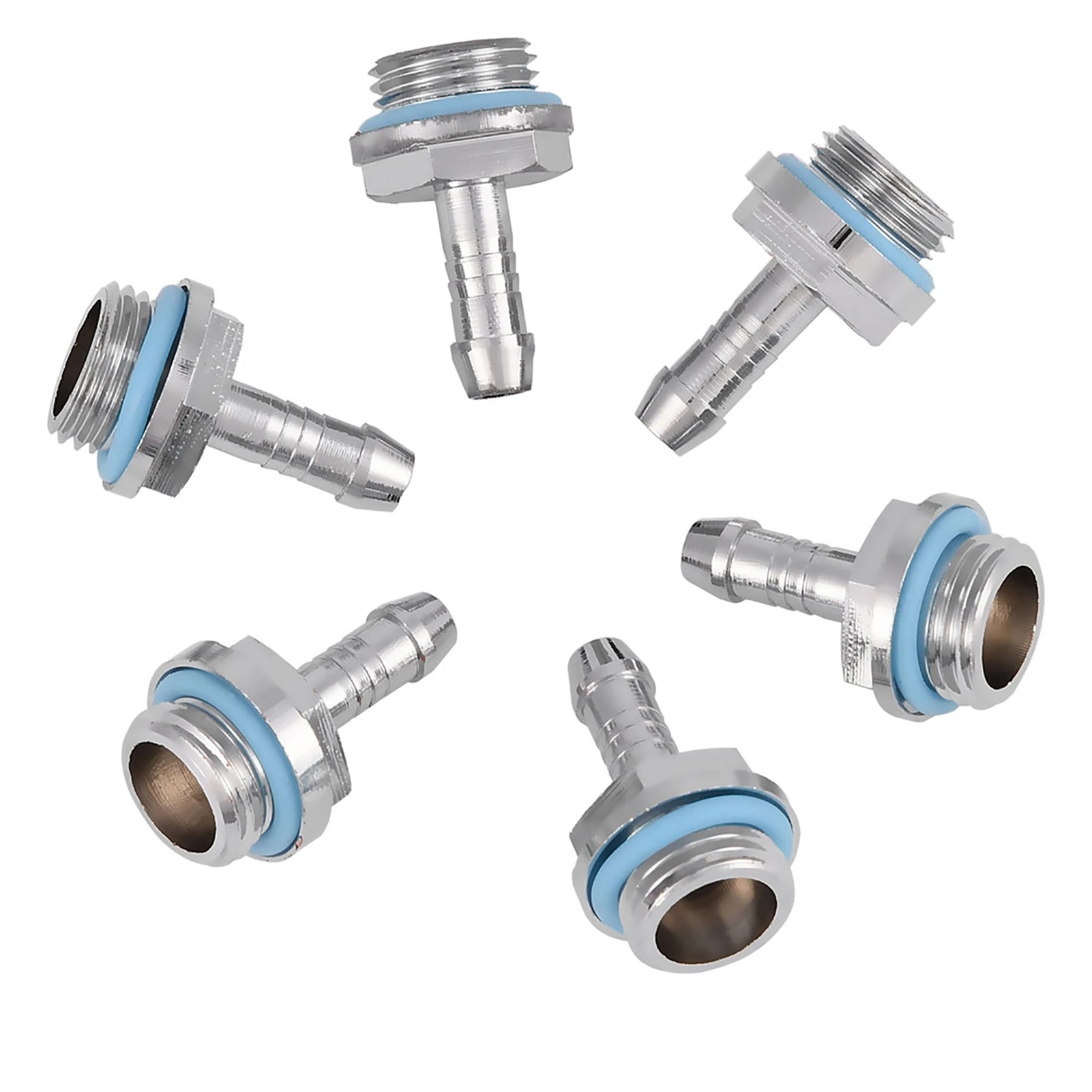 

6pcs brass barb fittings PC water-cooled double-touch fittings G1/4 thread barb fittings for 7.5mm/11mm diameter tubes