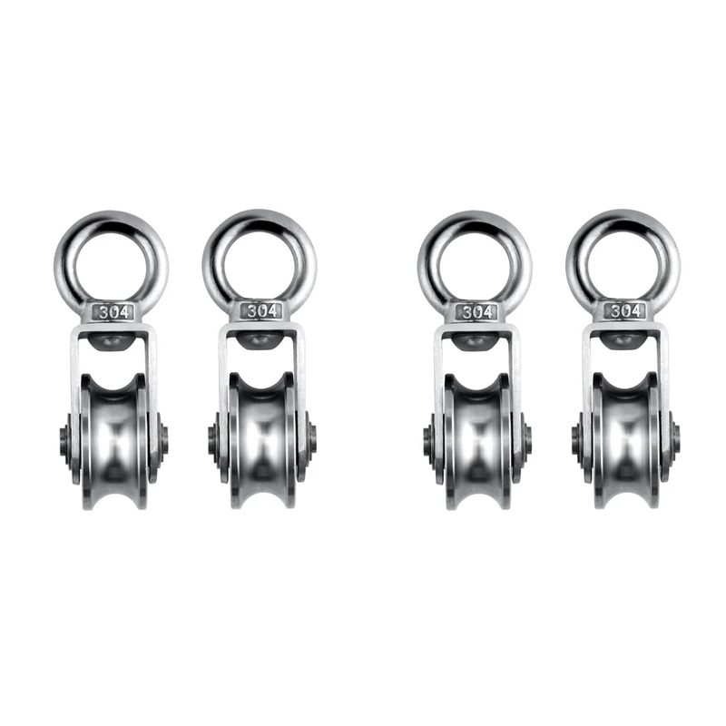 

ABRU-Cable Pulley Wheel Stainless Steel Swivel Pulley Block Silence Rotation Traction Wheel For System Lifting Gym 4Pcs