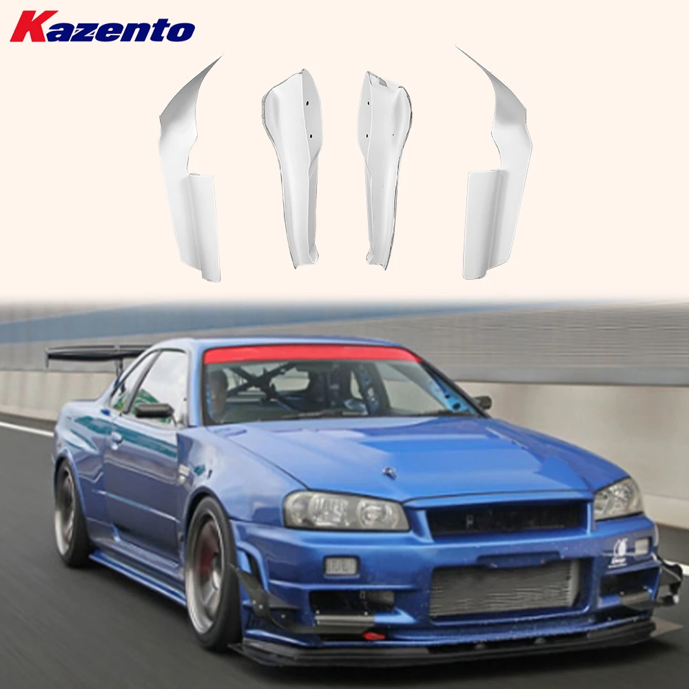 

For Nissan Skyline R34 GTR AS Type Fiberglass Unpaint Front Bumper Canard (4pcs)