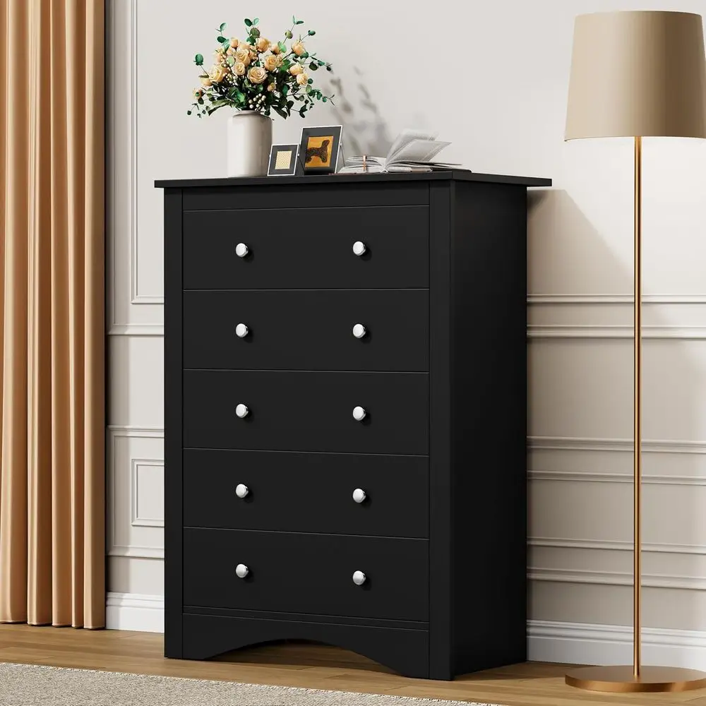 DAFIFY 5단 서랍장, 넓은 수납장, 옷장 정리함, 복도용 블랙