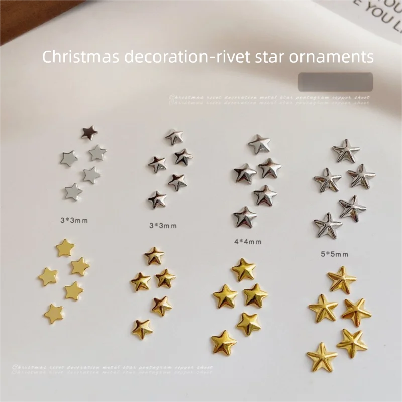 3g Christmas Star Nail Charms Metallic Silver Rivet Hollow Out Star Nail Slices Press On Nails Manicure DIY Decor Accessories