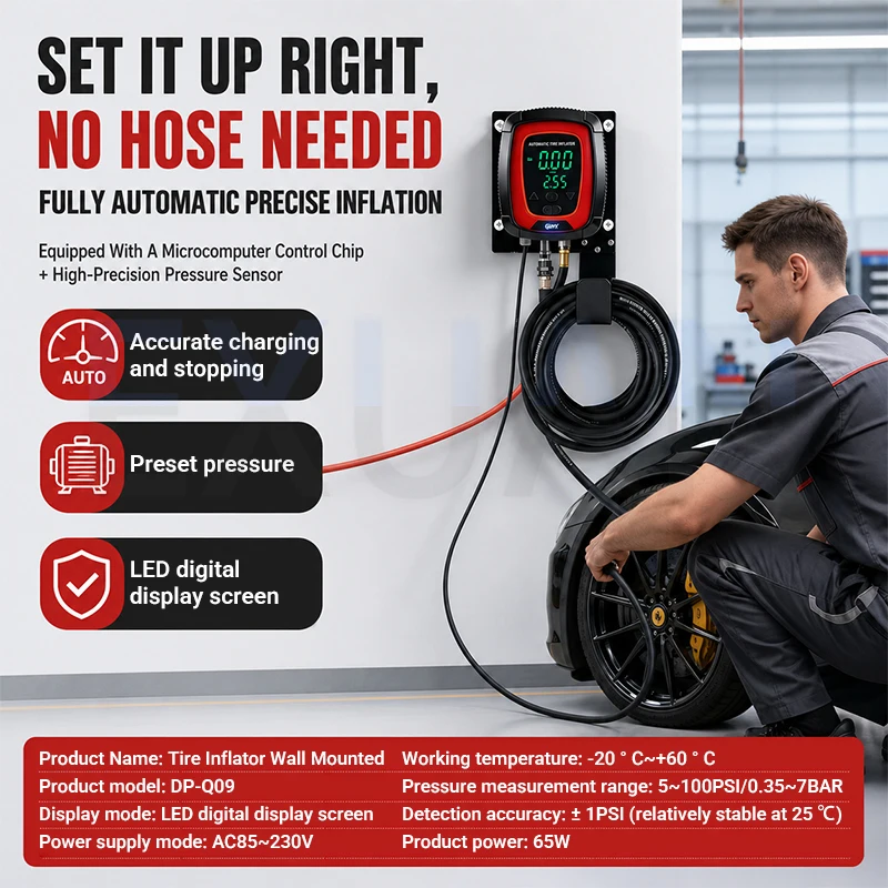 Smart Automatic Preset Stop Tire Inflator Waterproof High Precision Digital Air Pump For Motorcycle Car Light Van Universal Use