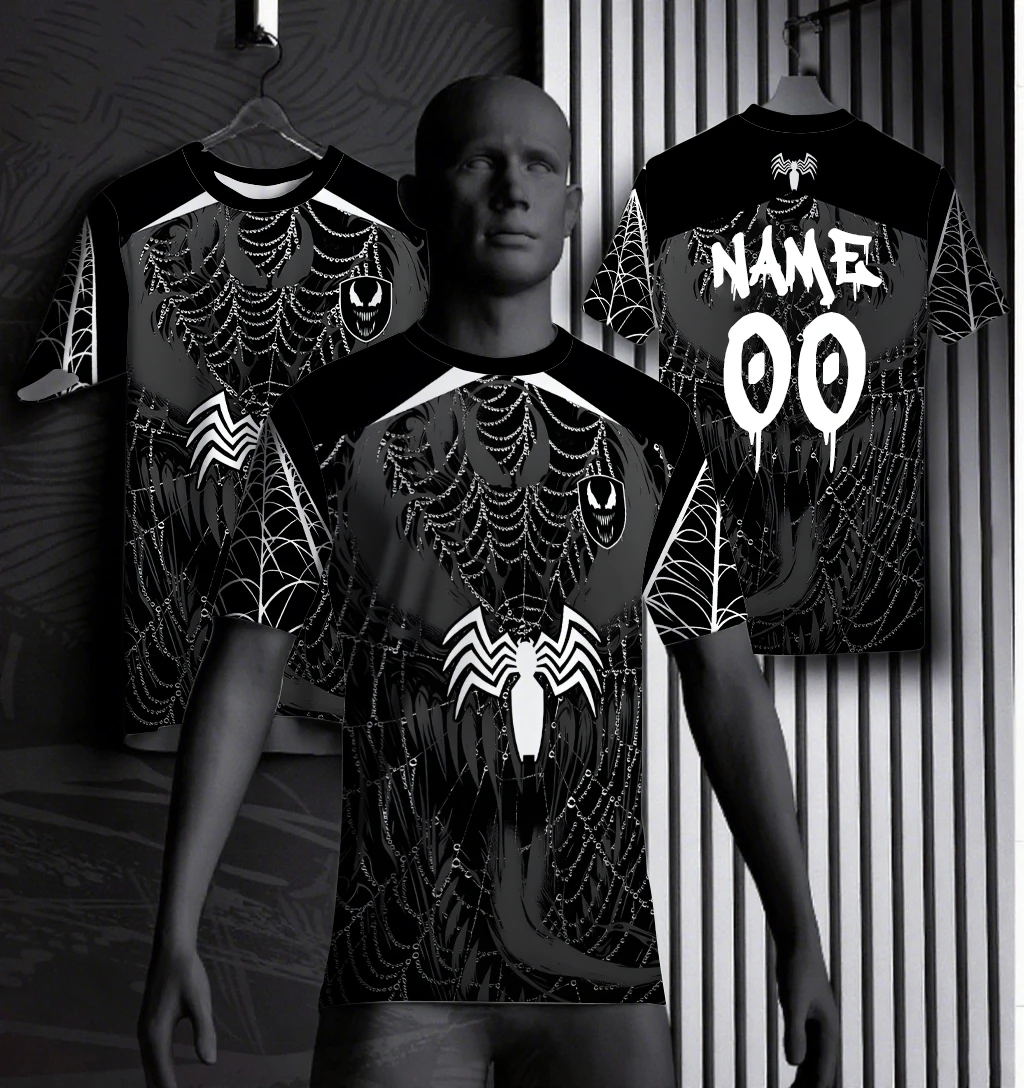 

Marvel 2025 Summer New Men's T-shirt Spider-Man Role Playing Short Sleeve T-shirt Superhero Top Fitness Sportswear DIY Jersey