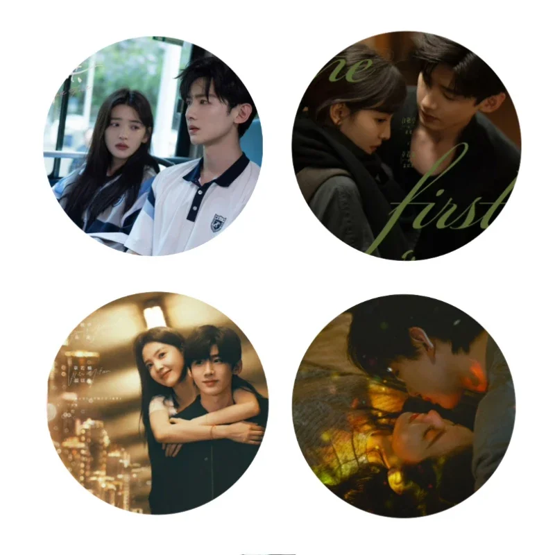 4PC/SET Bai Jingting Zhang Ruonan Badge TV The First Frost Sang Yan Drama Stills Laser Fine Flash Bang Brooch Bag Decor Pins