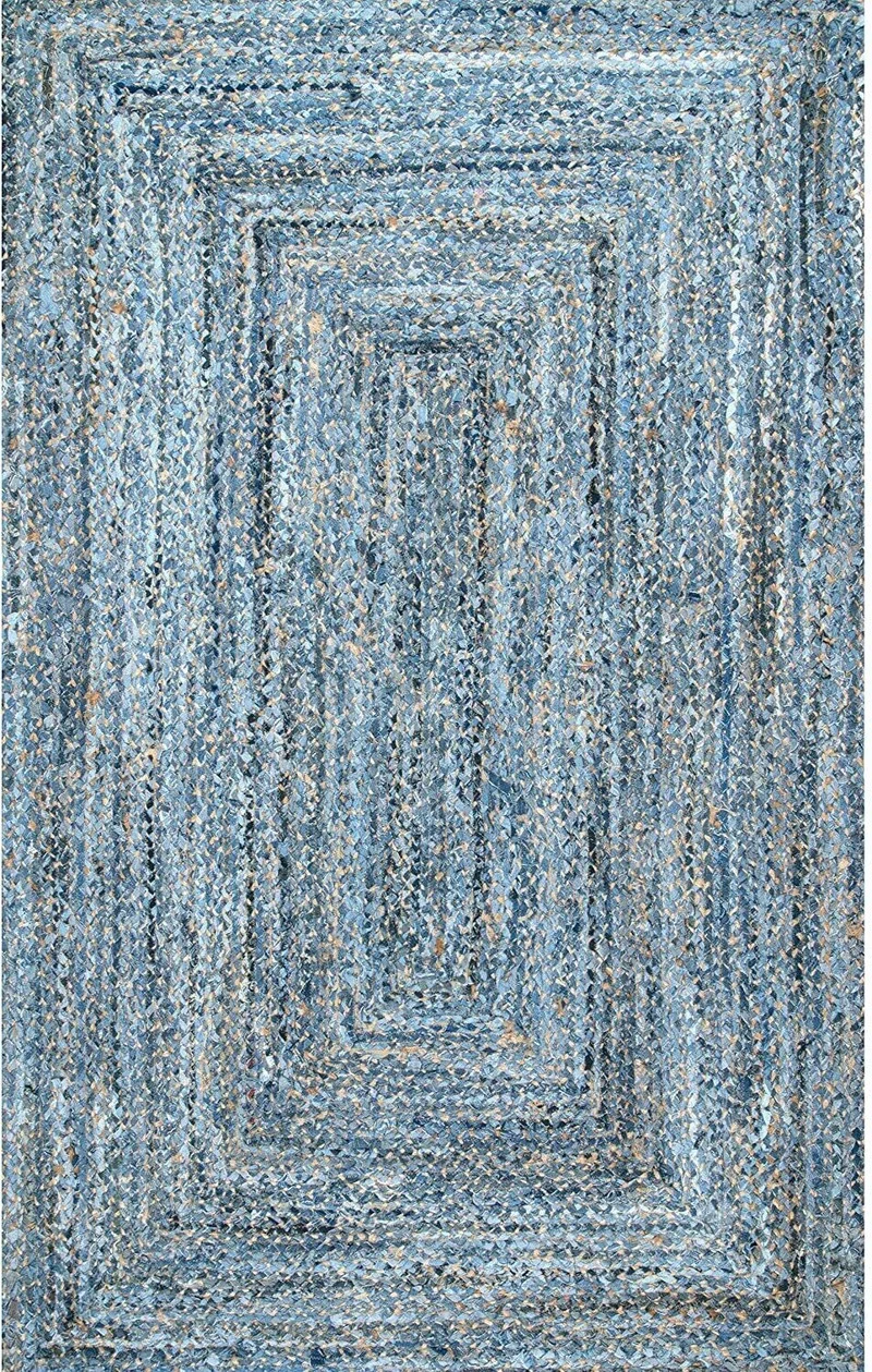 Rugs and Carpets for Home Living Room Natural Jute and Denim Hand Braided Style Rug Handmade Outdoor Classic Modern Rugs