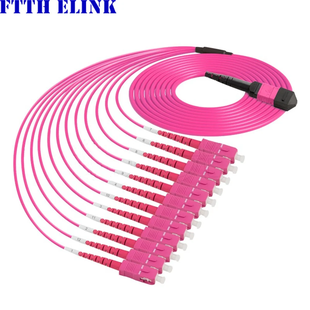 Женский MPO-SC Патч-корд OM4 8 ядер, 12 ядер, 1-50 м, 10 м, 5 м, MTP-8SC, 12SC, тип B, тип A, 8C, 12C, FTTHELINK 24 ядра