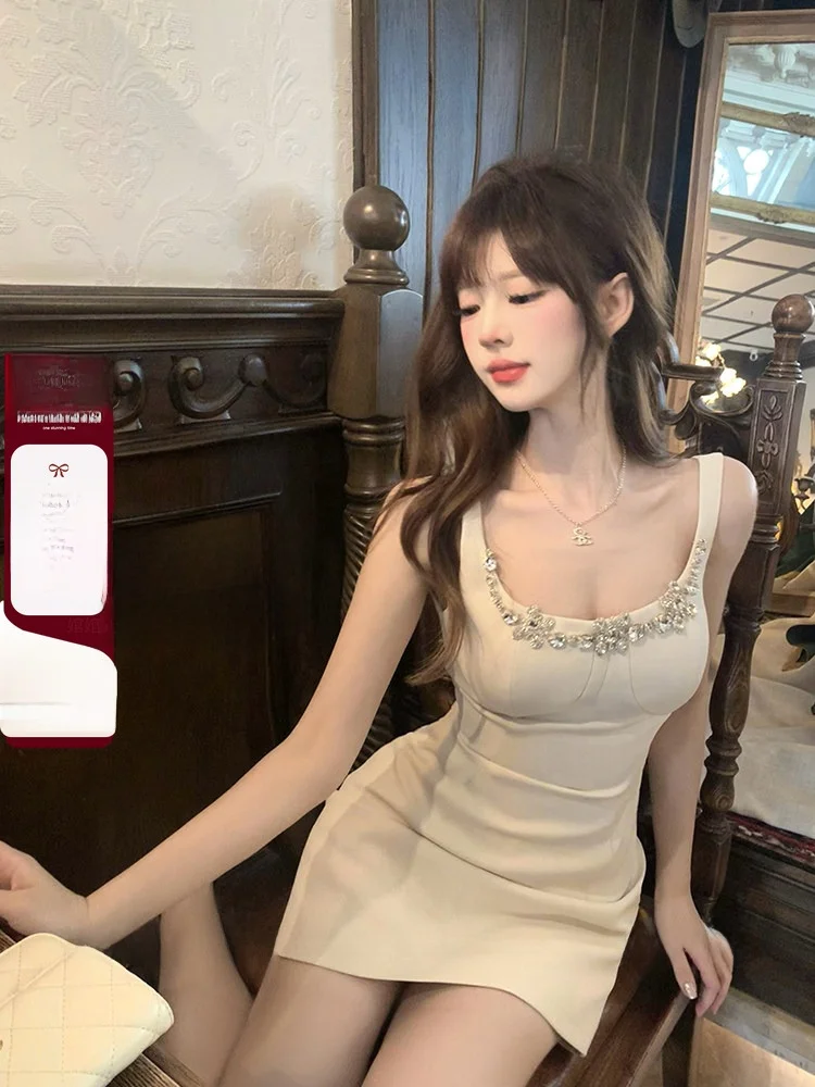 

Sweet Diamond Embellied A-Line Dr Waist-Cinching High Waist Glitzy ort Sve U-Ne Zipper Closure Busin Wear