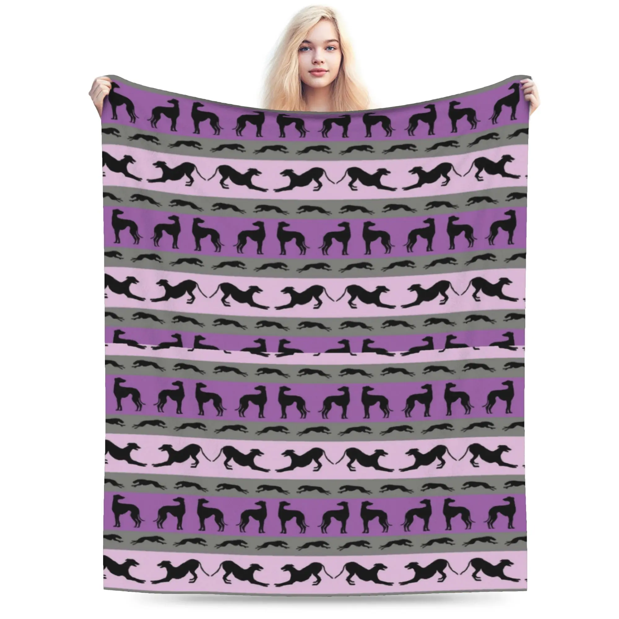 Custom Greyt Greyhound Puppy Blanket 3D Printed Soft Flannel Fleece Warm Whippet Sighthound Dog for Home Bed Couch Quilt