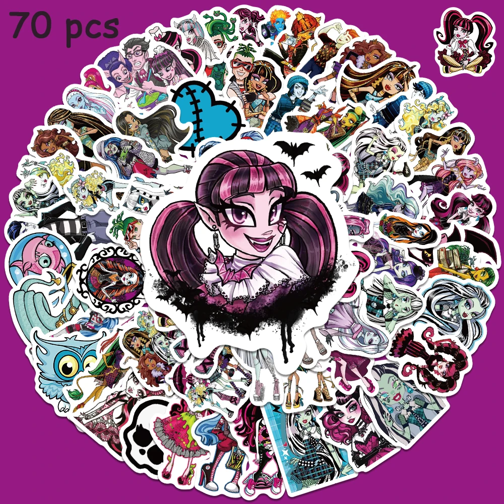 50pcs Riman Monster High School Graffiti Stickers Cartoon Anime Decals For Laptop Scrapbook Guitar Skateboard Phone Stickers