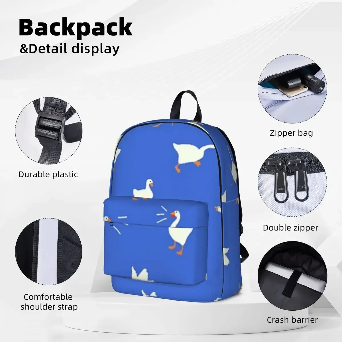 Untitled Goose Game - Blue Backpack Casual Student School Bag Laptop Rucksack Travel Rucksack Large Capacity Bookbag