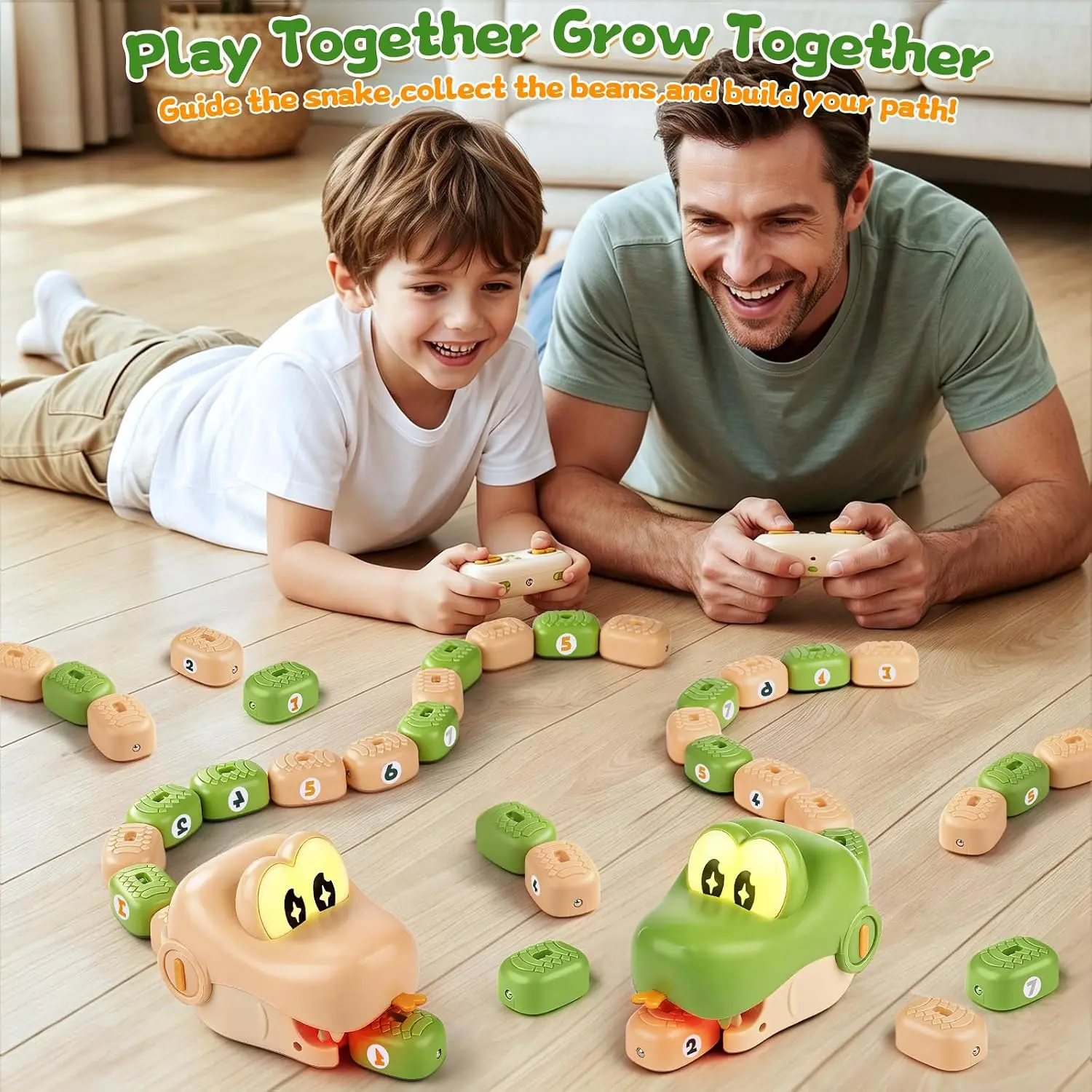 RC Toy Magnetic Eating Snake Remote Control Car Toy Dual Player Battle Rechargeable Flash Car Game Party Interactive Toys Gift