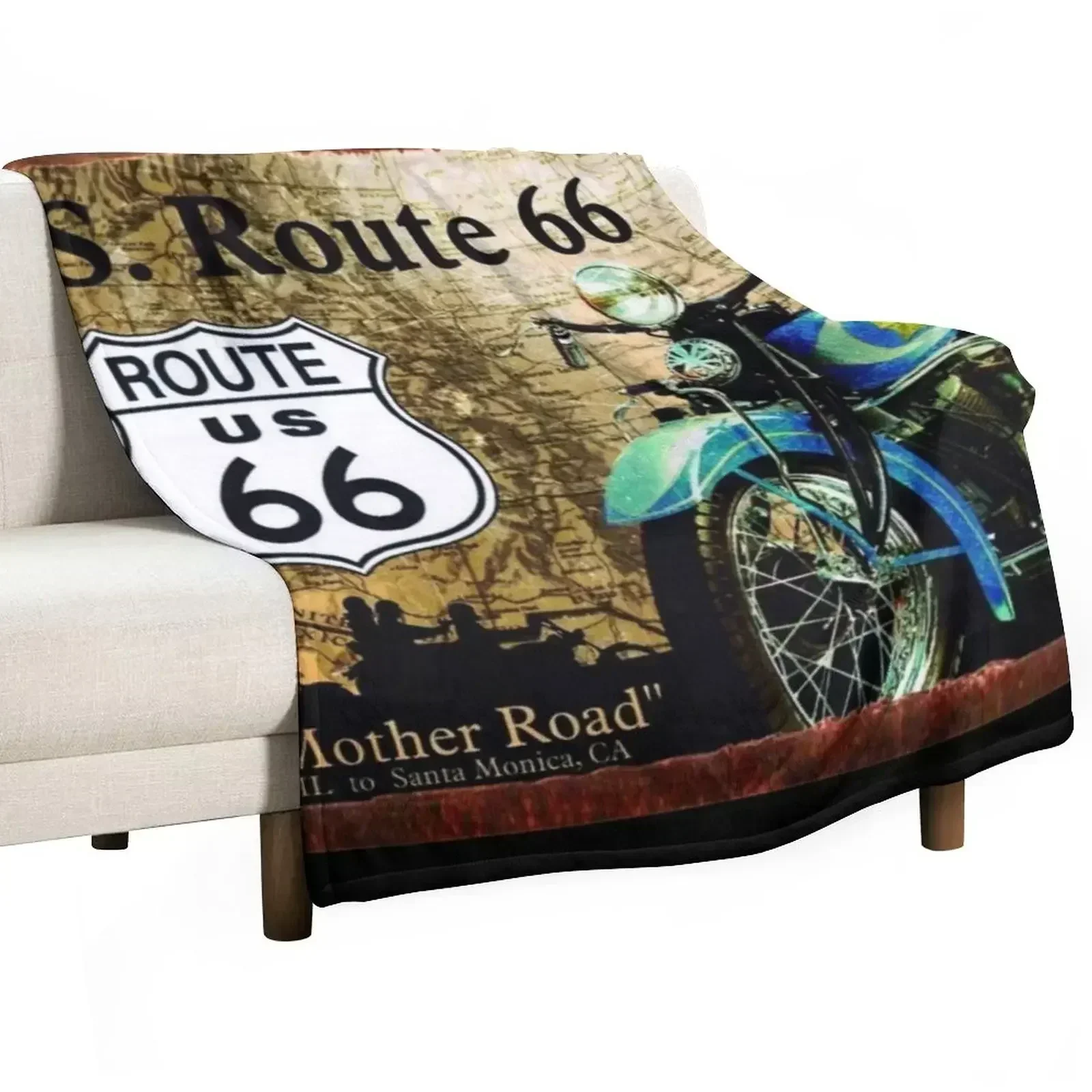 U.S ROUTE 66 Throw Blanket Sofas Heavy Soft Beds Soft Plaid decorative bed plaid Blankets