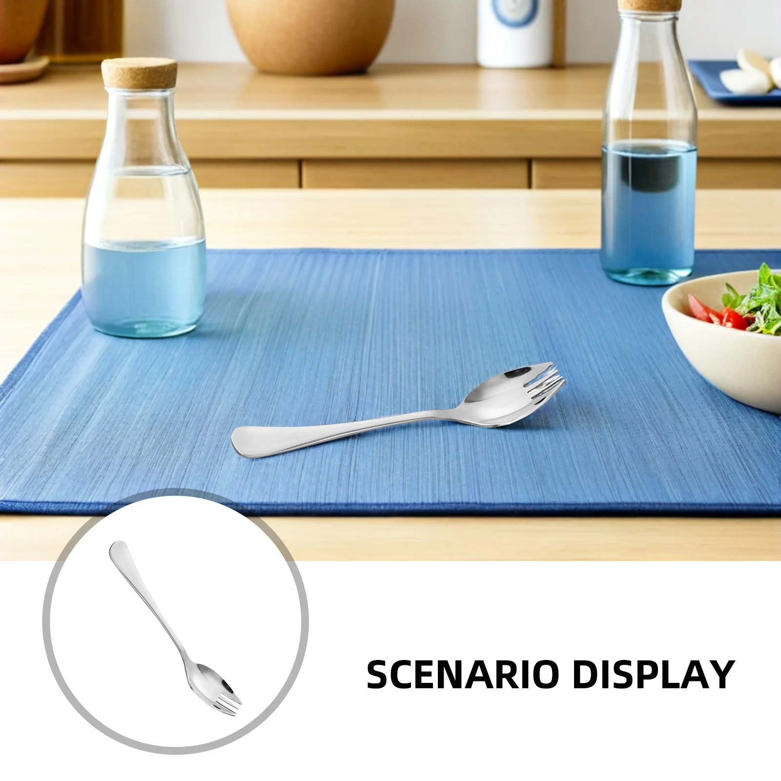 المحمولة الفولاذ المقاوم للصدأ سبوركس ثنائي الغرض شوكة ملعقة نزهة سلطة سبورك المعكرونة الفورية الاستخدام المنزلي سلطة سبوركس