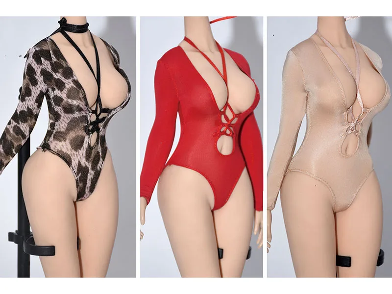 1/6 feminino soldado sexy biquíni manga longa rendas até apertado uma peça de cintura alta maiô bodycon para 12 polegadas figura ação corpo