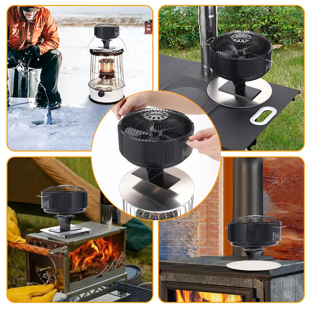 

With Heat Shield Powered Wood Stove Fan for Chimneys and Pipes Efficient Heat Circulation Suitable for Wood/Log Burner/Fireplace