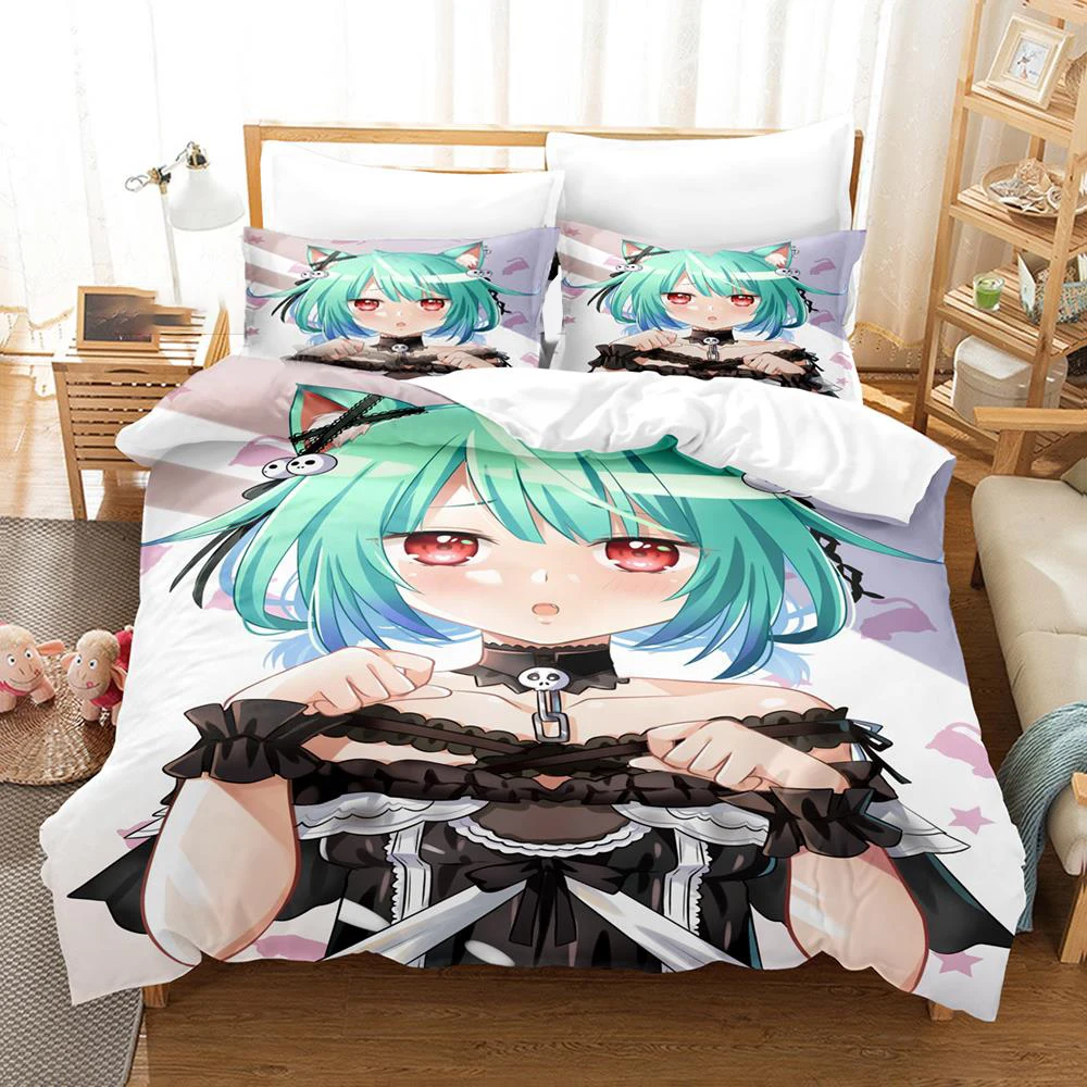 

New Anime Uruha Rushia Butterfly Girl Bedding Set Boys Girls Twin Queen Size Duvet Cover Pillowcase Bed Kids Adult Home Textiles