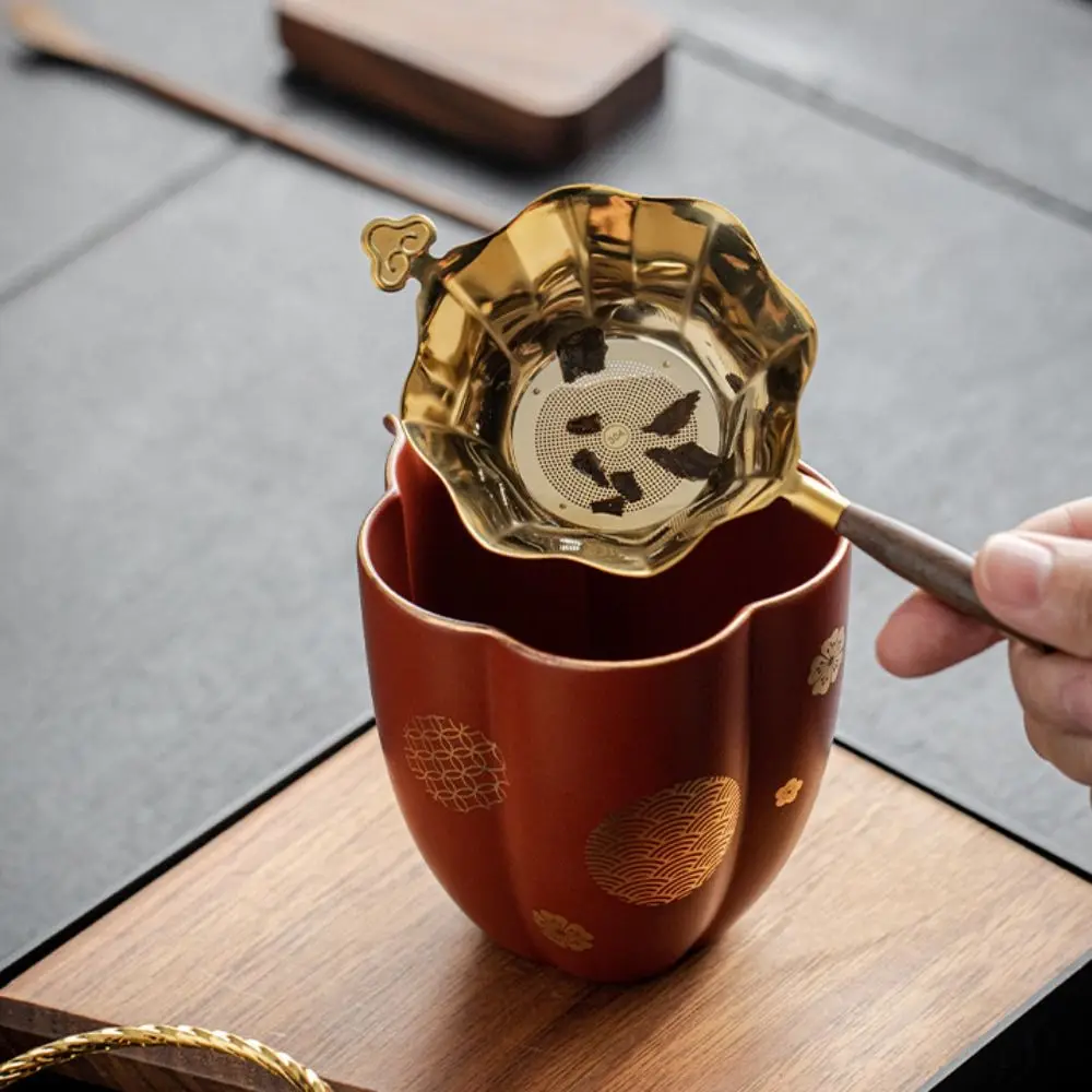 

Octagonal Lotus Leaf Cloud Tea Strainer Alloy Fine Mesh Tea Filter Chinese Traditional Vintage Tea Infuser